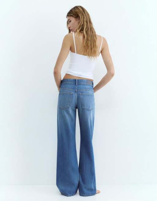 Pull&Bear Tall - Jeans dritti a vita bassa color oceano, 4 di 7