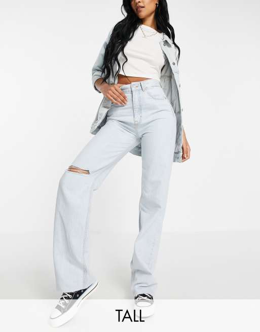 Pull&Bear Tall – Jeans mit geradem Schnitt in Hellblau