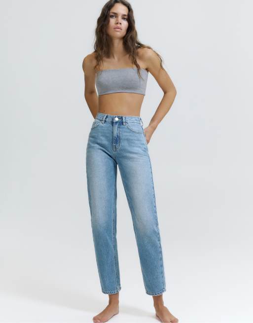 Pull&Bear - Tall - Mom-fit jeans met hoge taille in medium blauw, 7 van 7