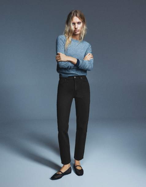 Pull&Bear - Tall - Mom-fit jeans met hoge taille in zwart - view 1