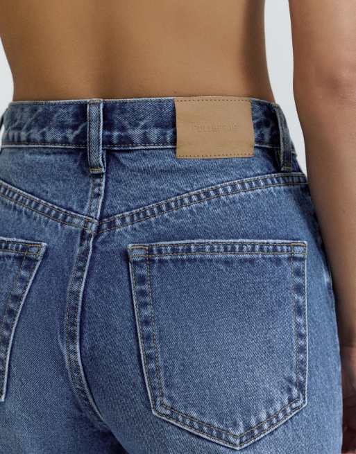 Pull&Bear Tall - Mom jeans a vita alta blu scuro, 4 di 7