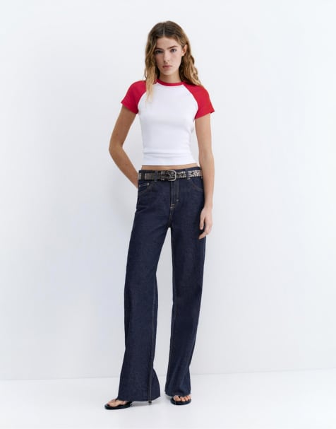 Pull&Bear Tall - Mørkeblå jeans med brede lige ben - view 1