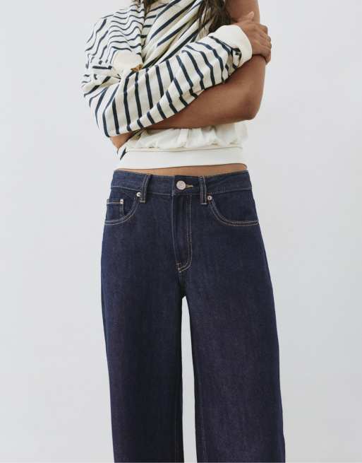 Pull&Bear Tall - Mørkeblå jeans med brede lige ben, 4 af 7