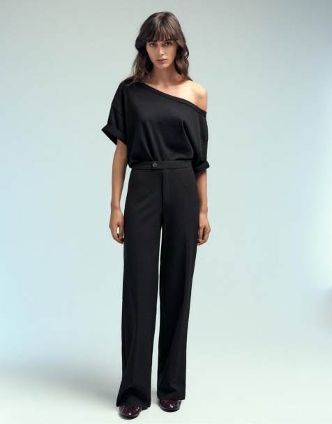 Pull&Bear Tall pantalon habillé taille haute noir - view 1