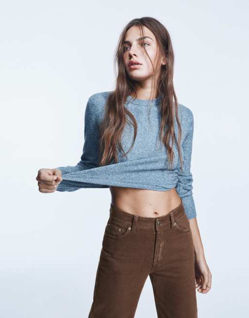 Pull&Bear Tall rechte jeans met wijde pijpen in bruin, 4 van 6