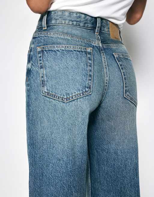 Pull&Bear Tall rechte jeans met wijde pijpen in groenblauw, 4 van 7