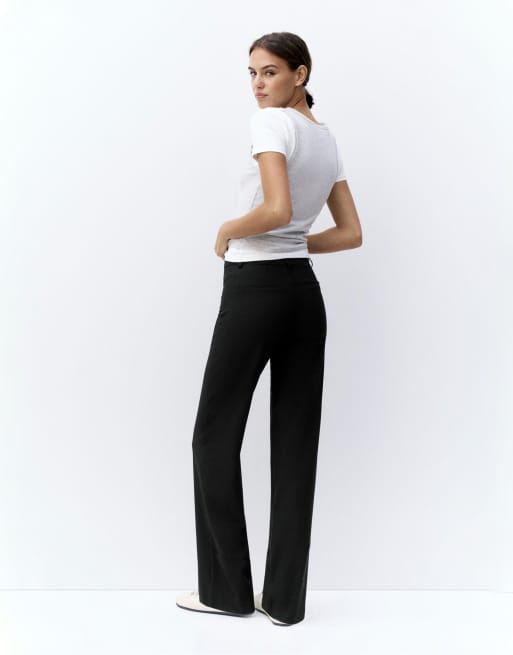 Pull&Bear Tall rechte pantalon in zwart, 2 van 7