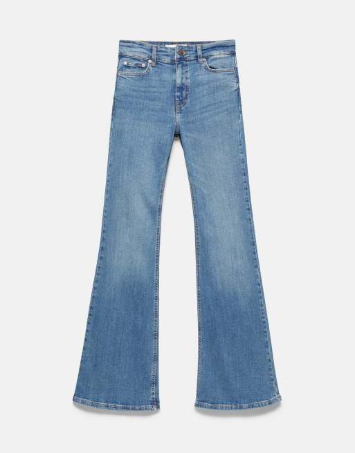 Pull&Bear Tall skinny flared jeans in indigo, 5 of 7