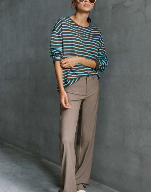 Pull&Bear Tall straight leg trousers in beige, 3 of 7