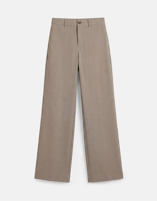 Pull&Bear Tall straight leg trousers in beige, 6 of 7