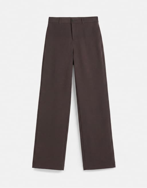Pull&Bear Tall straight leg trousers in brown, 6 of 7