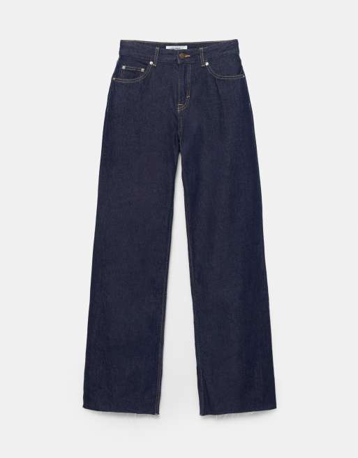 Pull&Bear Tall straight wide-leg jeans in ink blue, 6 of 7