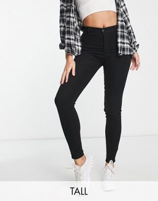 Pull&Bear Tall super skinny high waisted jeans in black