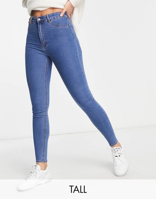 Super High Waist Denim Skinnies - Medium Blue