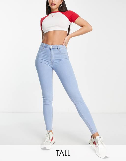 Pull&Bear - Tall - Ultra skinny basic jeans met hoge taille in lichtblauw