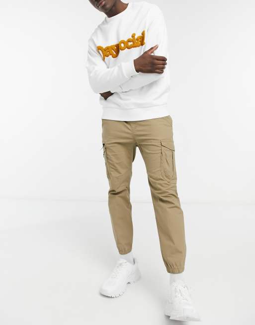 Pull&Bear – Tanfärgade cargobyxor i ripstop-material