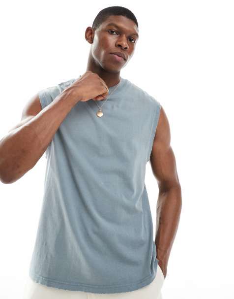 Pull&Bear tank top vest in powder blue - view 1