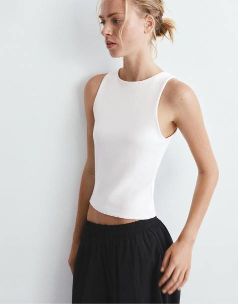 Pull&Bear Tank top with modal in beige