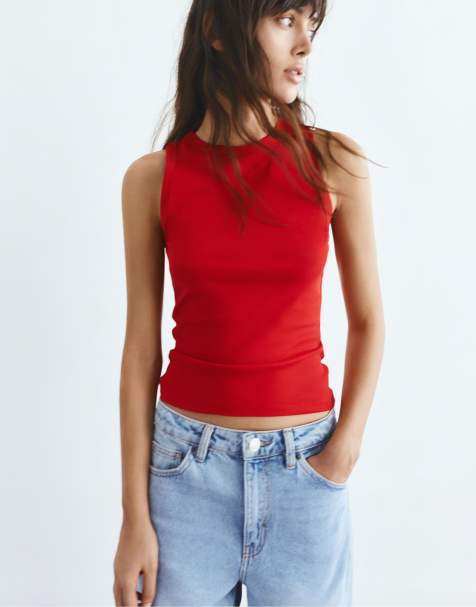 Pull&Bear – Tanktop in Rot mit Rundhalsausschnitt - view 1