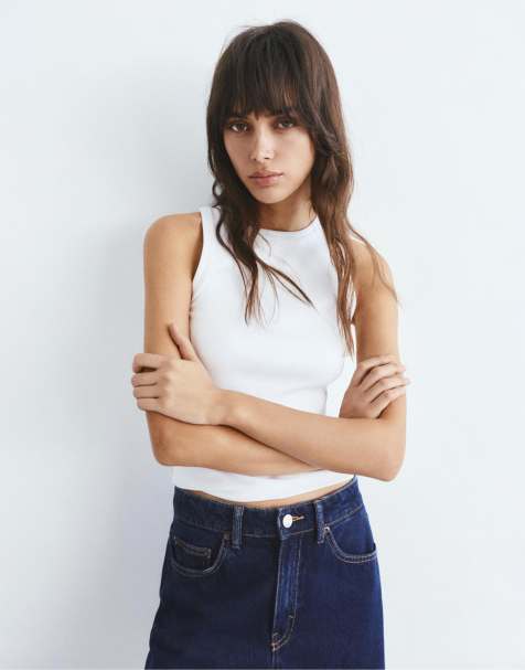 Pull&Bear - Tanktop met ronde hals in wit - view 1