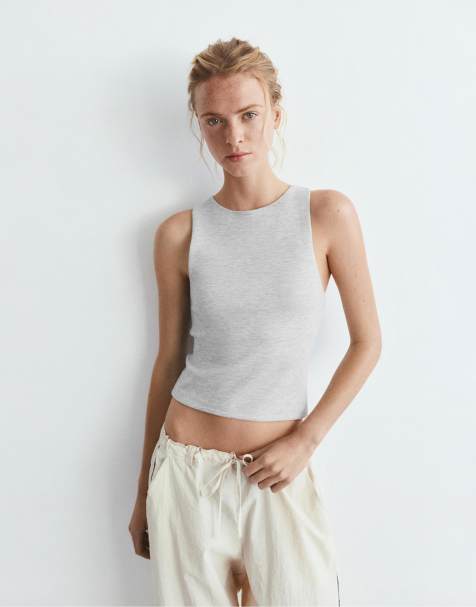 Pull&Bear - Tanktop van modalmix in gemêleerd grijs - view 1