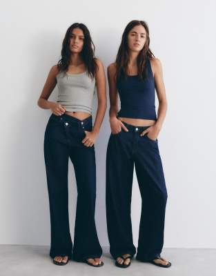 Pull & Bear - Tanktops in Grau und Blau, 2er-Pack-Bunt