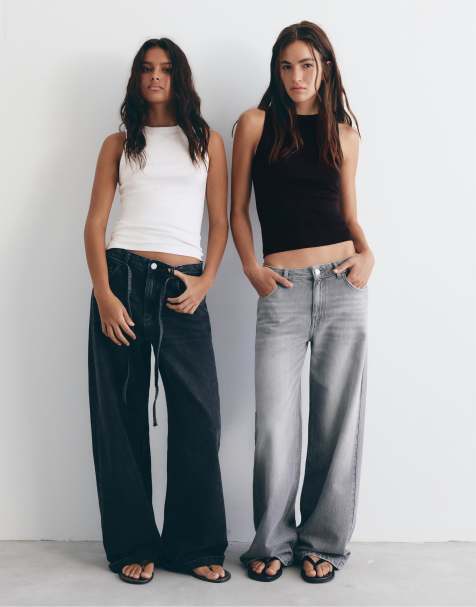 Pull&Bear – Tanktops in Weiß/Schwarz im Set - view 1
