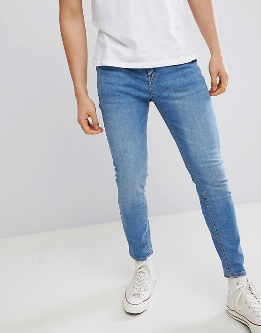 Pull&Bear tapered carrot fit jeans in blue