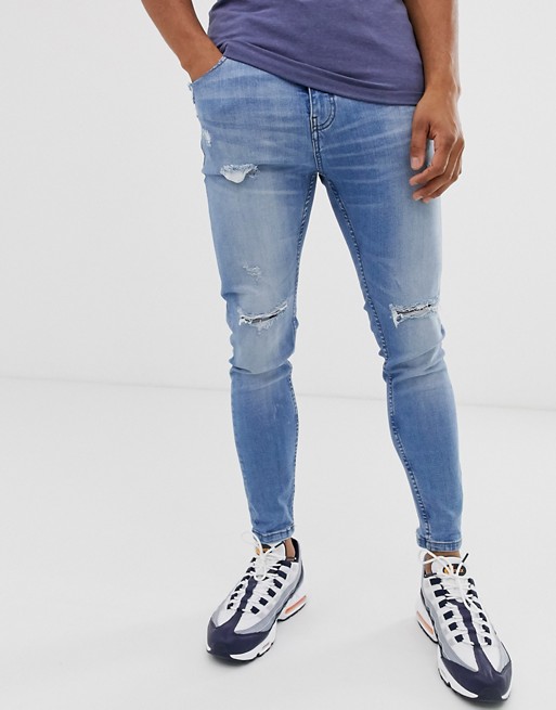 Pull&Bear tapered carrot fit jeans in blue
