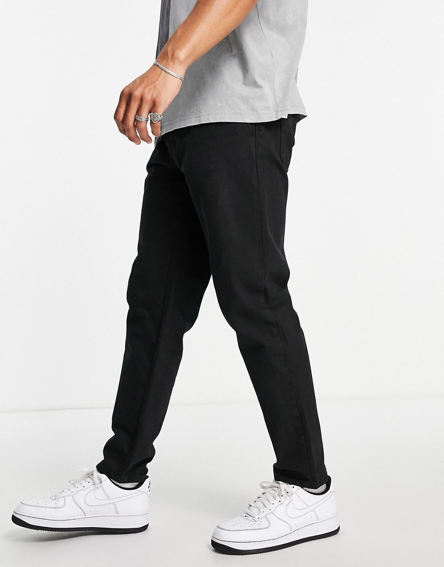 Pull & Bear tapered chinos in black