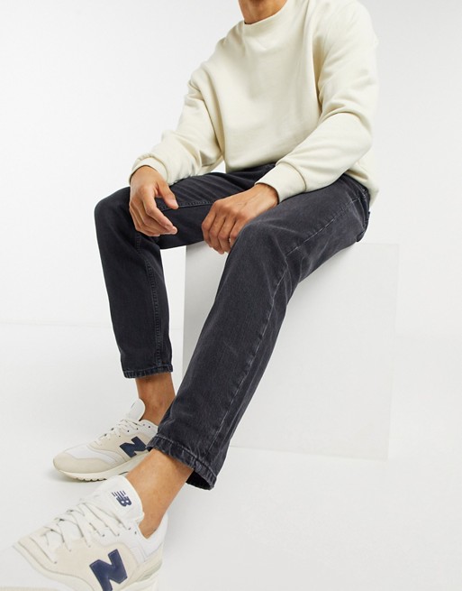 Pull&Bear tapered fit jeans in dark blue