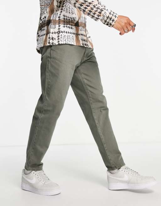 Pull Bear tapered jeans in khaki ASOS