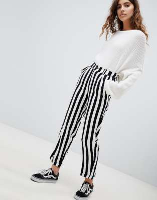 black white line pant