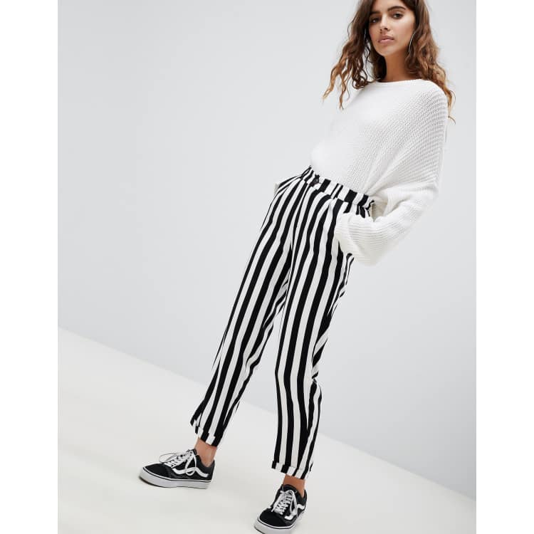 Black and white store striped trousers ladies