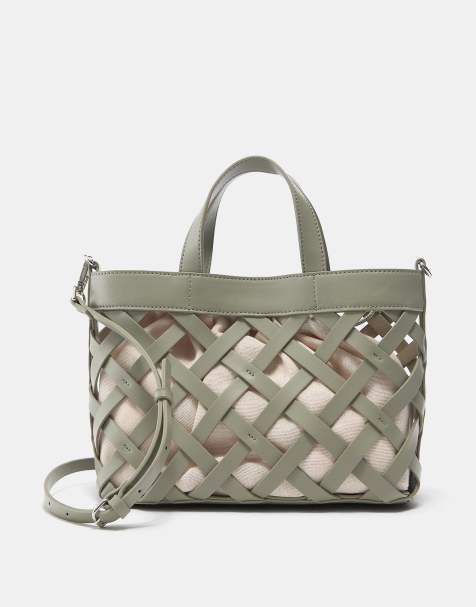 Pull&Bear – Tasche aus Webstoff in Grün - view 1