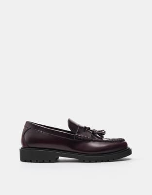 Pull&Bear Tassel loafers in maroon