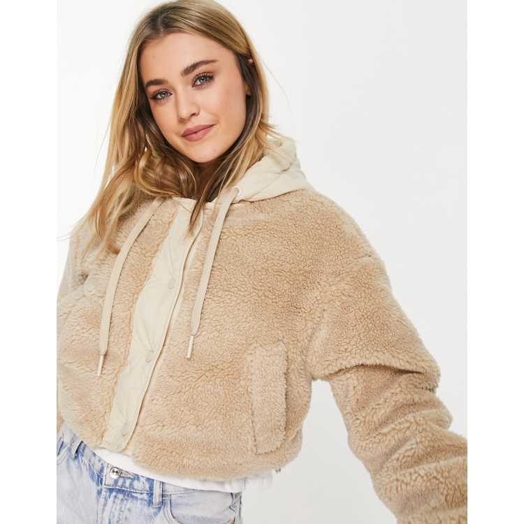 Cropped teddy bomber clearance jacket