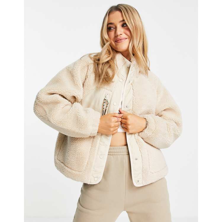 Pull Bear teddy jacket in beige