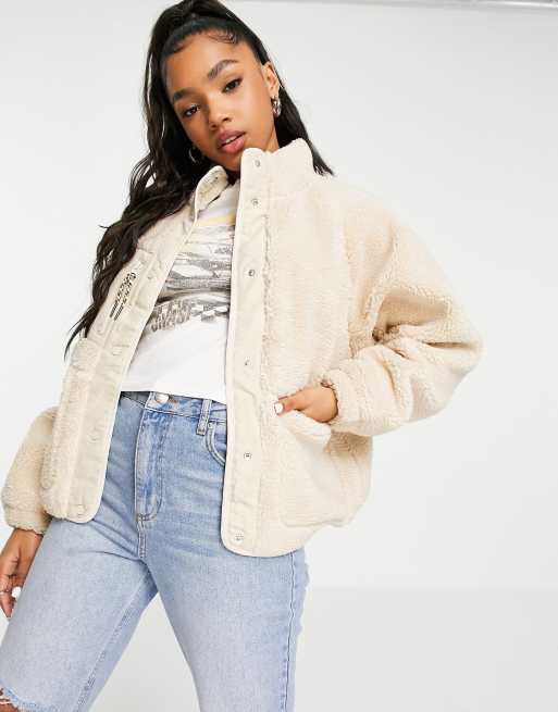 Pull&Bear teddy jacket in beige | ASOS