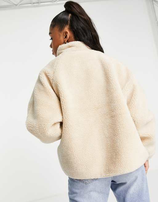 Pull Bear teddy jacket in beige