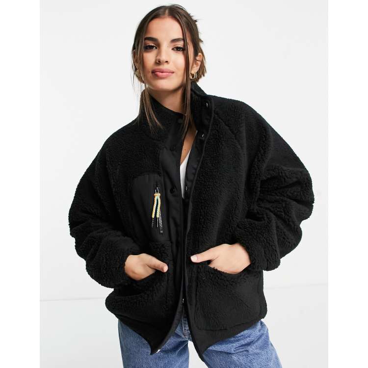 Teddy Fleece Jacket Cropped Black Teddy Bear Jacket Teddy Bear