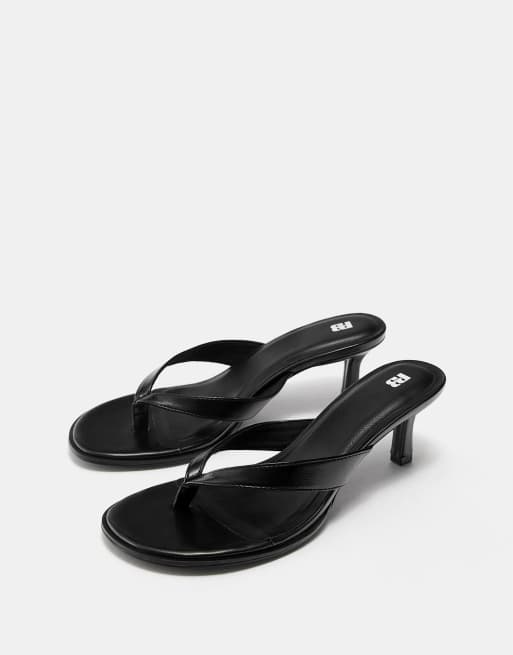 Pull&Bear - Teensandalen met halfhoge hak in zwart, 2 van 4
