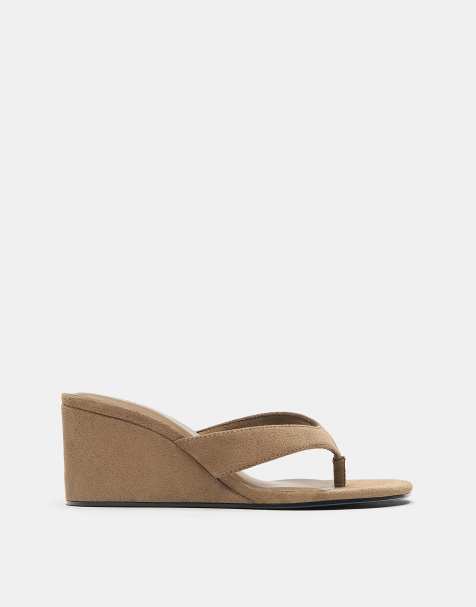 Pull&Bear - Teensandalen met sleehak in zandkleur - view 1