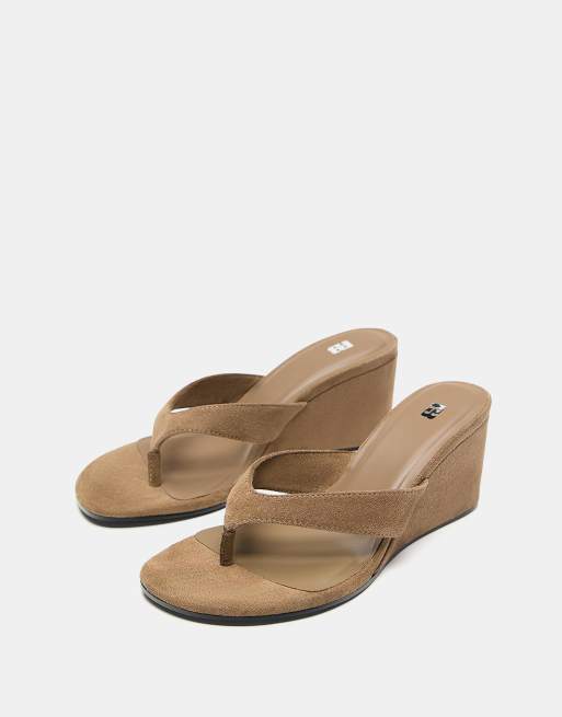Pull&Bear - Teensandalen met sleehak in zandkleur, 3 van 4