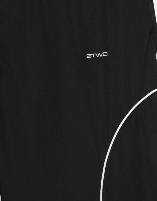 Pull&Bear tekniska joggingbyxor med passpoal i svart, 7 av 7