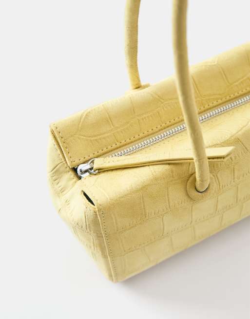 Pull&Bear tekstureret skuldertaske i gul, 3 af 5