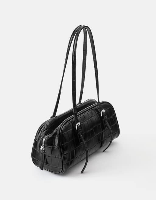 Pull&Bear tekstureret skuldertaske i sort, 3 af 5