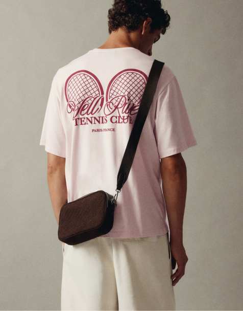 Pull&Bear tennis club graphic t-shirt i rosa - view 1