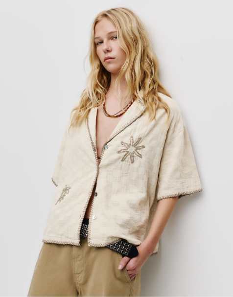 Pull&Bear - Ternet beige skjorte i rustikt look - view 1
