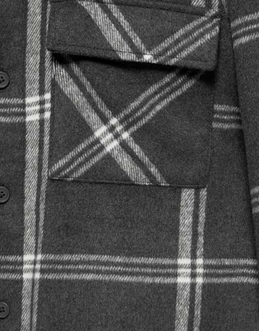 Pull&Bear ternet overshirt med lange ærmer i sort, 6 af 7